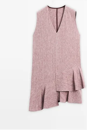 Massimo Dutti Vestido Mini Volantes 100% Lino