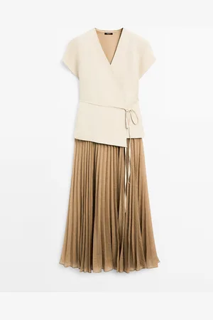 Massimo Dutti Vestido Largo Plisado Detalle Chaleco