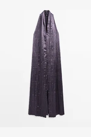 Massimo Dutti Vestido Largo Plisado Cuello Halter