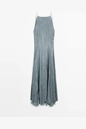 Massimo Dutti Vestido Largo Plisado Escote Espalda