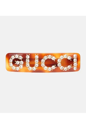 Gucci Crystal-embellished logo hair clip