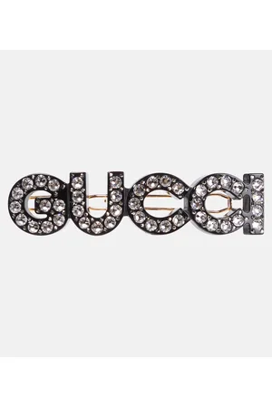 Gucci Logo crystal-embellished hair clip