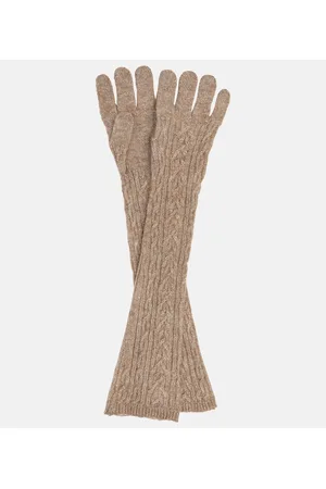 Brunello Cucinelli Cable-knit mohair-blend gloves