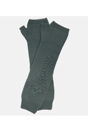 Barrie Embroidered fingerless cashmere gloves
