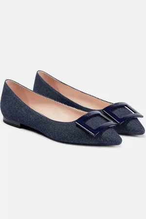 Roger Vivier Gommettine Ball denim ballet flats