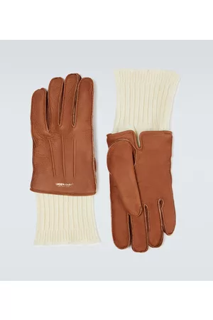 UNDERCOVER Hombre Guantes - Wool-trimmed leather gloves