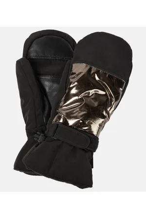 YVES SALOMON Leather-trimmed mittens