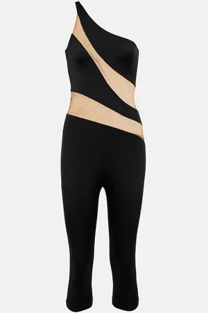 Norma Kamali Snake paneled mesh capri jumpsuit