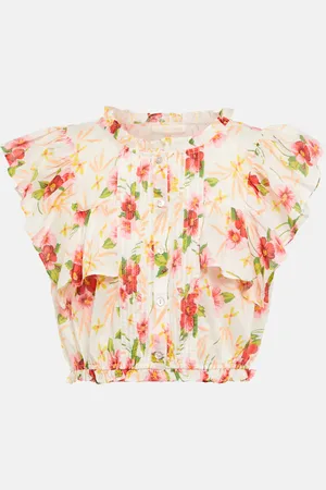 LOVESHACKFANCY Nora floral cotton crop top