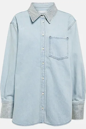 Frame Rhinestone-embellished denim shirt