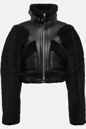 DION LEE Shearling-trimmed leather jacket