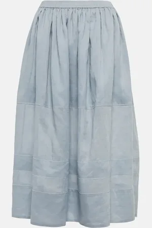 Joseph Pleated ramie midi skirt