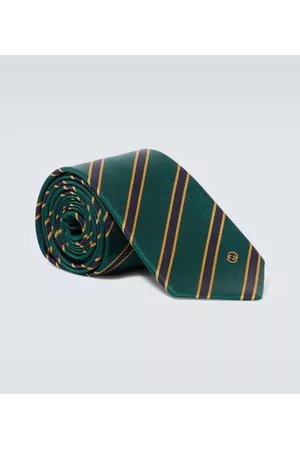 Gucci Hombre Corbatas - Interlocking G striped silk tie