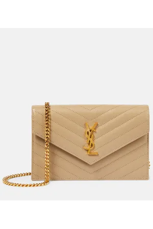 Saint Laurent Cassandre matelassÃ© envelope leather wallet on chain