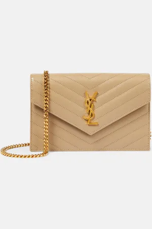 Saint Laurent Cassandre matelassÃ© envelope leather wallet on chain