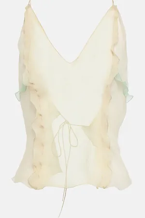 Fendi Sheer ruffled silk chiffon top