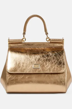 Dolce & Gabbana Sicily Small metallic leather tote bag