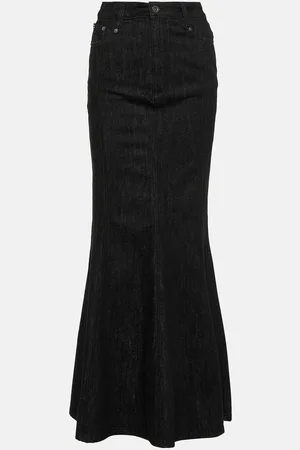 Self-Portrait Flared denim maxi skirt