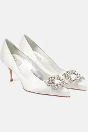 Roger Vivier Flower Strass embellished satin pumps