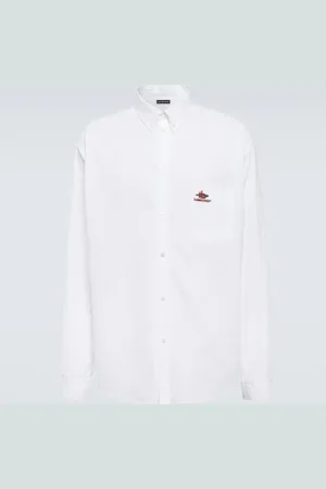 Balenciaga Logo embroidered cotton poplin shirt