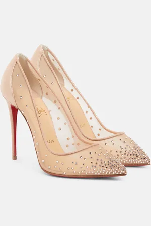 Christian Louboutin Follies Strass embellished mesh pumps