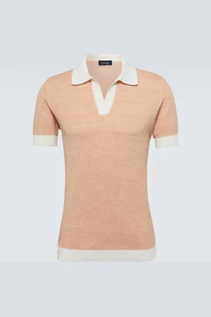 Thom Sweeney Knitted cotton and linen polo shirt