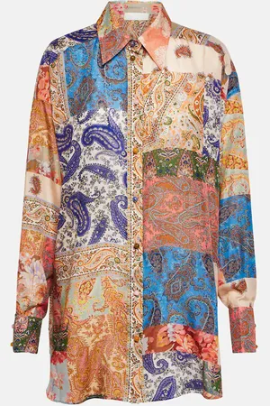 ZIMMERMANN Devi oversized patchwork silk shirt