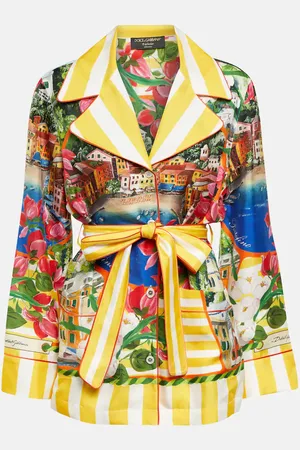 Dolce & Gabbana Portofino printed belted silk shirt
