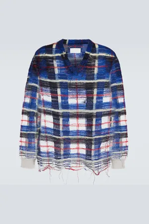 Maison Margiela Distressed checked mohair-blend sweater