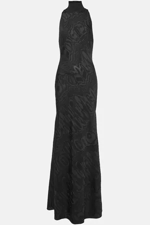 Alaïa AlaÃ¯a Patterned turtleneck gown