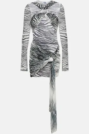 The Attico Fran zebra-print tulle minidress