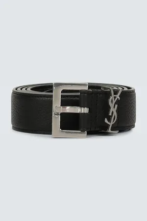 Saint Laurent Slim grained leather belt