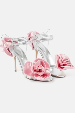 MAGDA BUTRYM Floral-appliquÃ© leather sandals