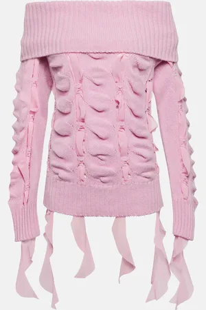 BLUMARINE Rushed off-shoulder wool sweater