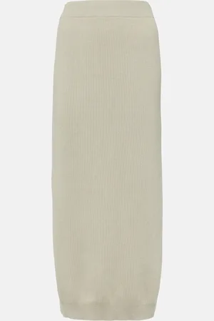 Brunello Cucinelli Ribbed-knit cotton midi skirt