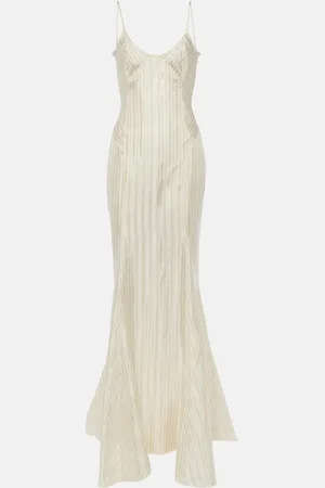The Attico Striped satin slip dress