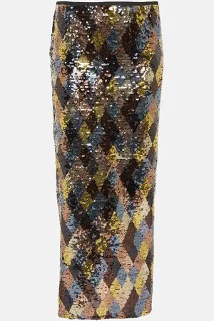 RIXO London Kelly sequined crÃªpe midi skirt