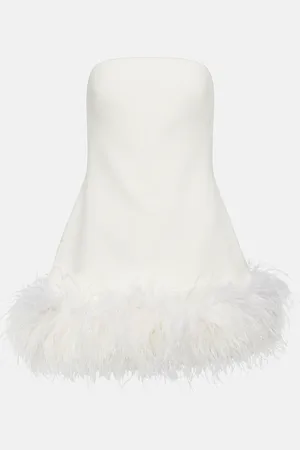 Safiyaa Feather-trimmed crÃªpe mini dress