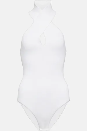 Alaïa AlaÃ¯a Ribbed-knit halterneck bodysuit