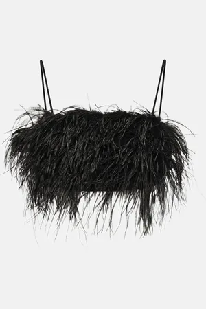 Rebecca Vallance Homecoming feather-trimmed crop top