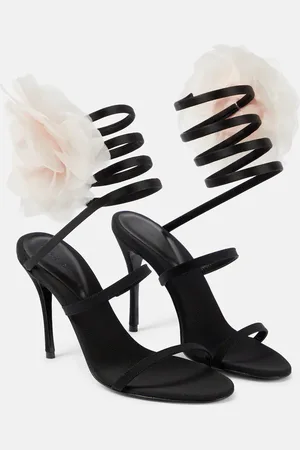 MAGDA BUTRYM Floral-appliquÃ© satin sandals