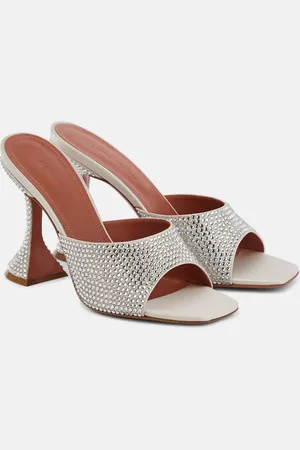 Amina Muaddi Lupita embellished satin mules