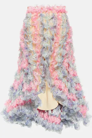 SUSAN FANG Asymmetric tulle midi skirt