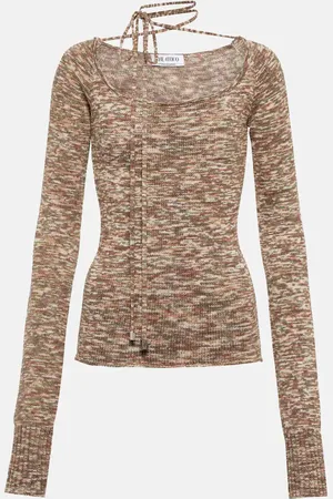 The Attico Heather tie-neck cotton-blend sweater