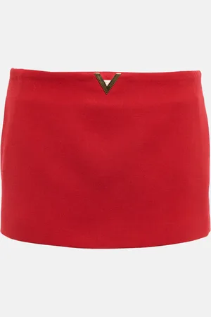VALENTINO VLogo wool-blend crÃªpe skort