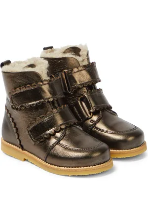 Petit Nord Scalloped shearling-lined leather lace-up boots