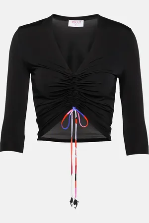 Puccini Gathered jersey crop top