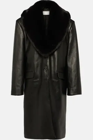 MAGDA BUTRYM Faux fur-trimmed leather coat