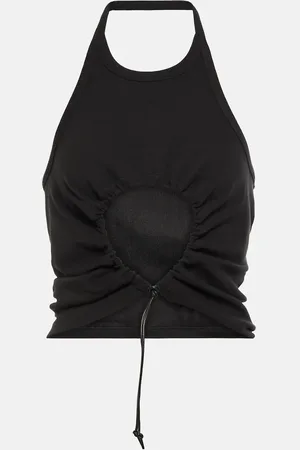 Alaïa AlaÃ¯a Halter neck ruched cotton top