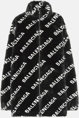 Balenciaga Logo faux fur jacket